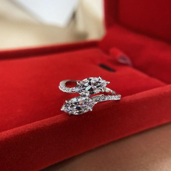 

cluster rings 2021 women classic solid 925 sterling silver and cubic zircon stone engagement cute jewelry for wedding party, Golden;silver