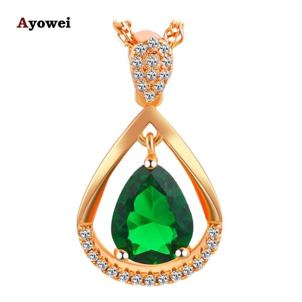 

pendant necklaces ayowei for lover birthday gift fashion jewelry pendant& necklace trendy green zircon yellow gold tone lns632a, Silver