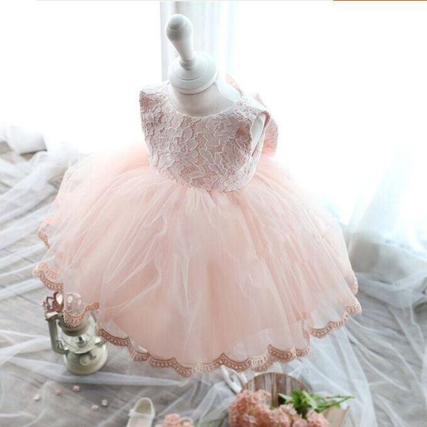 

girl party dress big bow lace sleeveless baby princess children performance clothes 3-12m 9002bb girl's dresses, Red;yellow
