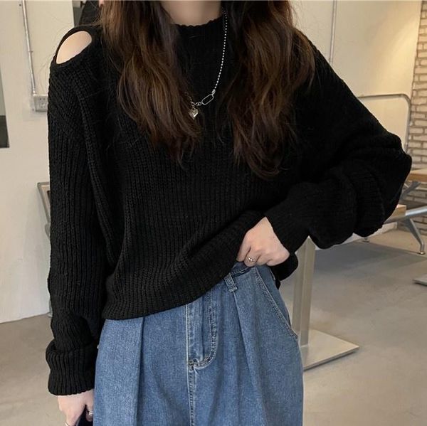 

women's sweaters real s idle style off-the-shoulder long sleeve personalized fur., White;black