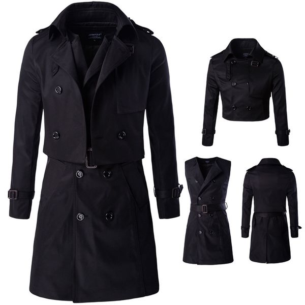 

men's trench coats coat long double-breasted 31h5, Tan;black