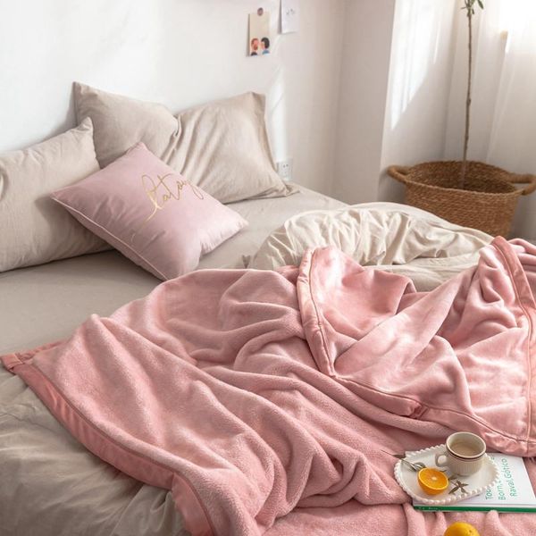 

blankets pure color flannel blanket super soft winter thicken warm coral fleece