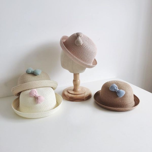 

spring summer lovely bowknot baby straw hat girls sun hats beach caps &, Yellow