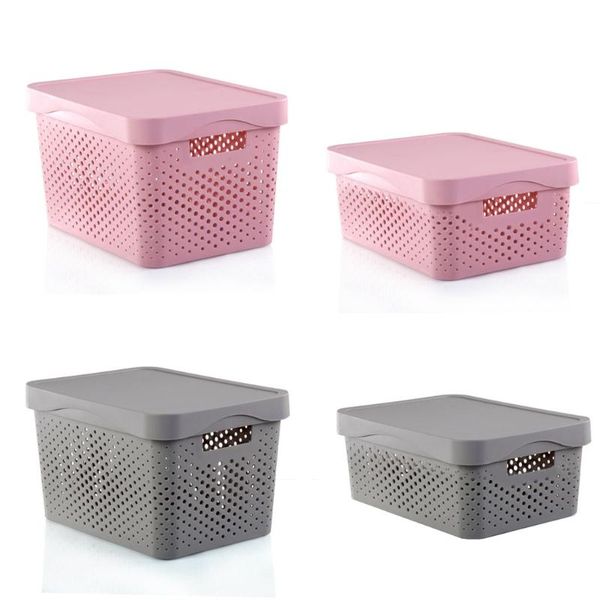

storage baskets plastic pantry organizer household stackable basket bins with lid handles for kitchen organization counter c