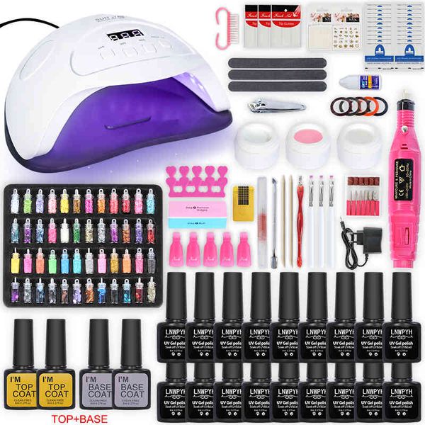 Bohrmaschine, Maniküre-Set und Trockner, 12/18 Farben, Gel-Nagellack-Set mit Nagelkunst-Dekorationen, elektrisches Nagel-Set