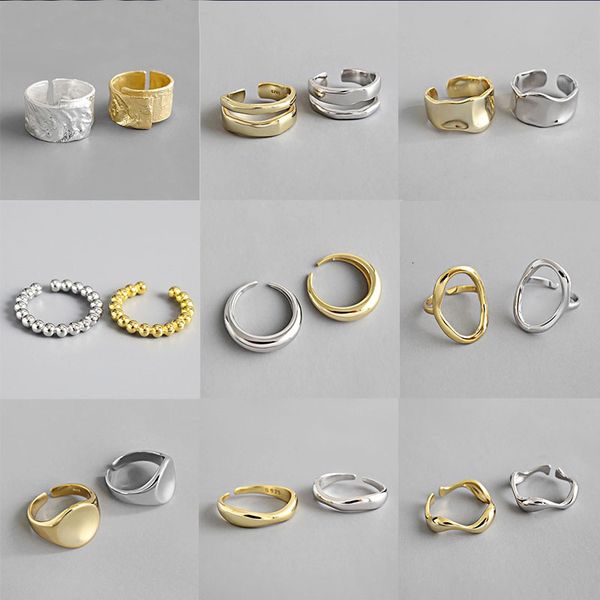 

love ring spaloria 925 sterling silver charming irregular chain geometric rings gold open for women men party gifts accessories 2021, Slivery;golden