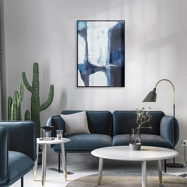 

paintings abstract minimalist blue and white canvas painting wall art nordic posters prints pictures for living room decoration