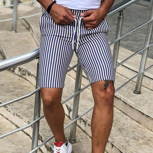 

men's shorts 2021 fashion striped printing slim casual summer beach short pant for men hipster drawstring streetwear, White;black