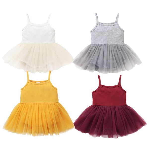 

girl's dresses 2021 summer camisole mesh princess sweet toddler little girls sleeveless fashion cotton sling ball gown dress, Red;yellow