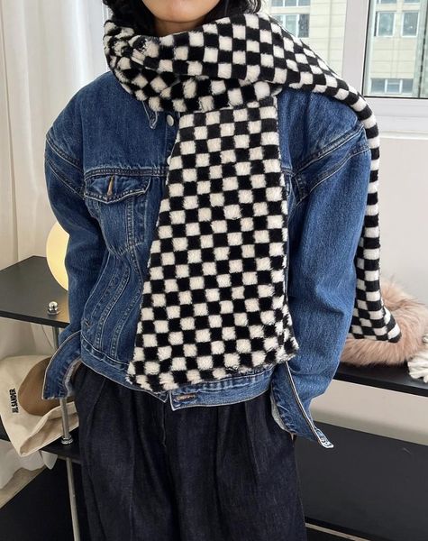 

hats, scarves & gloves sets fashion warm plaid scarf, Blue;gray