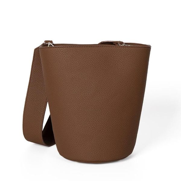 

evening bags single shoulder bag texture retro wide strap cylindrical bucketb