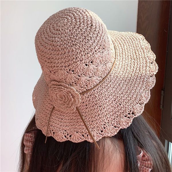 

travel big brim straw elegant beach hat lady sun basin hat summer, Blue;gray