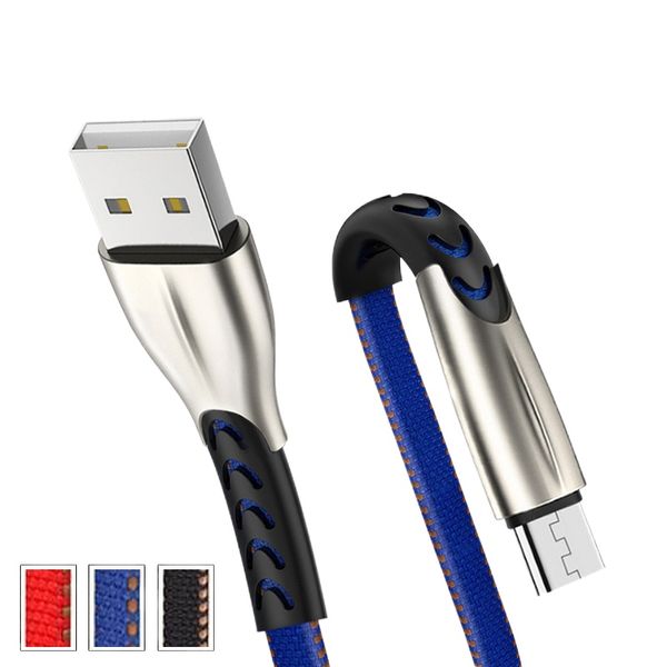 Zinc Alloy 3A Кабели быстрого зарядки джинсовая кабель USB Data Cable, совместимый с Android Type-C для Samsung Galaxy Line без пакета