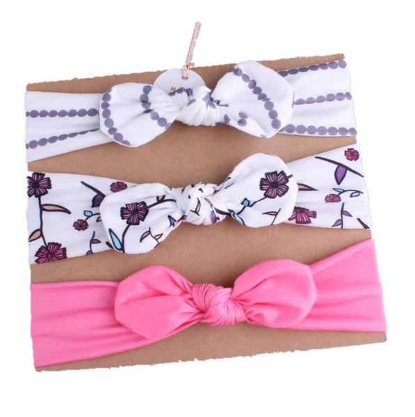 

2021 knotted baby headbands set baby knot stretch jersey knit headbands infant hair bow headband 1set/lot, Slivery;white