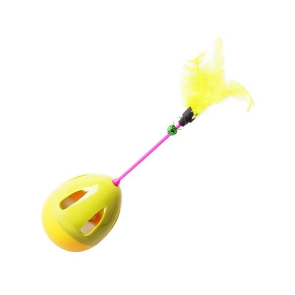 

cat leaking tumbler pet training feeder funny playing stick teaser (green) toys