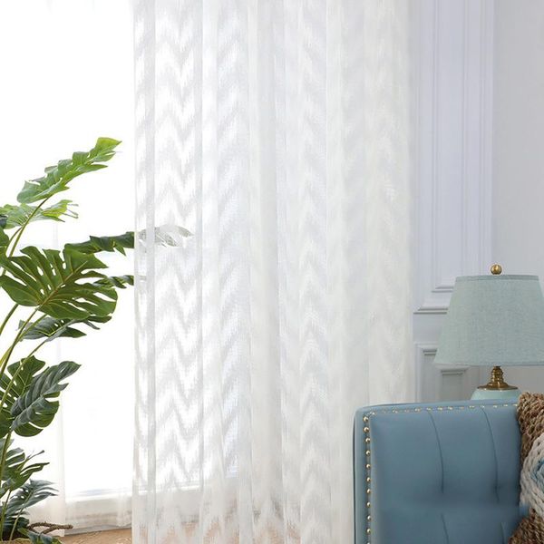 

curtain & drapes nordic geometric wave pattern light luxury window gauze wind transparent living room bedroom simple white screen
