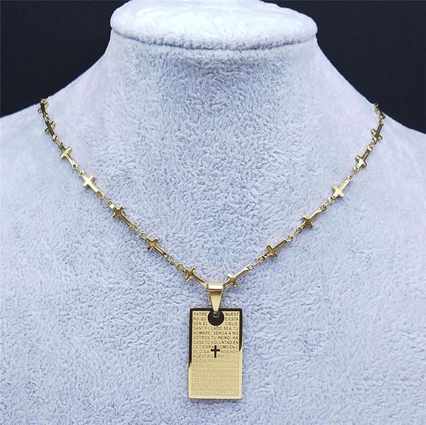 

pendant necklaces stainless steel cross christian bible necklace for women gold color small jewelry collares hombre n4296s02, Silver