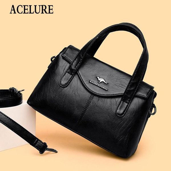 

evening bags acelure black red pu leather women shoulder female messenger ladies business purse high capacity handbags totes