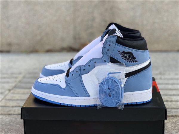 

new authentic 1 high og white university blue black 1s men women outdoor shoes zapatos sports sneakers with original box midnight