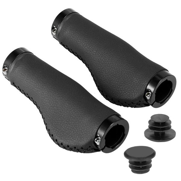 

bike computers 2pcs handlebar grips lock-on cycling mtb road fiber leather handle bar with end plug