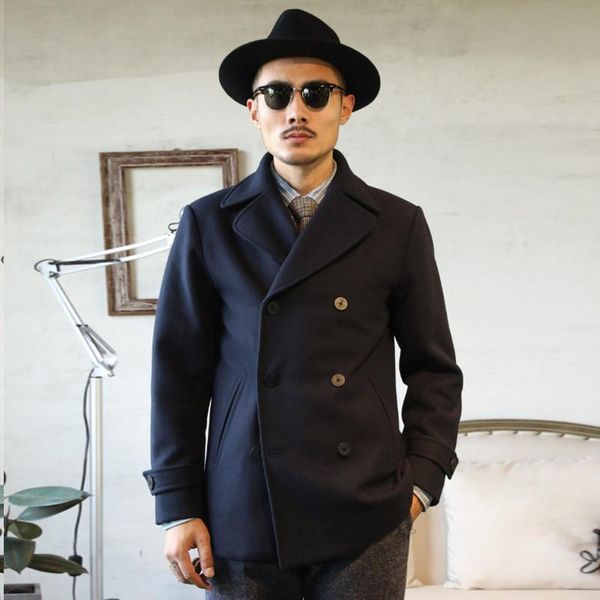 

men's jackets wt-0001 read description asian size navy jacket mans winter thick warm 1000 gsm wool pea, Black;brown