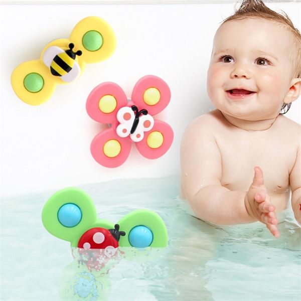 3 ADET Karikatür Hayvan Banyo Oyuncak Çocuklar için ABS Renkli Böcek Fidget Spinner Stres Rahatlatmak Gyro Eğitim Çıngırak Bebek 210712