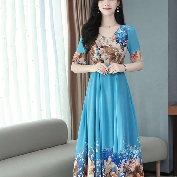 

women summer dress long party elegant woman retro floral print short sleeve plus size v neck sundress ladies vestidos robe, Black;gray