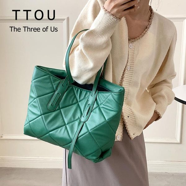 

evening bags luxury lingge design pu leather female shoulder bag 2021 women's brand autumn trendy handbag large capacity ladies tote