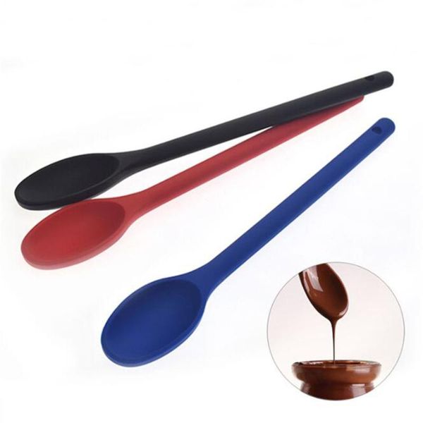 

spoons silicone spoon long handle cooking baking mixing kitchen restaurant utensils eco-friendly heat-resistant