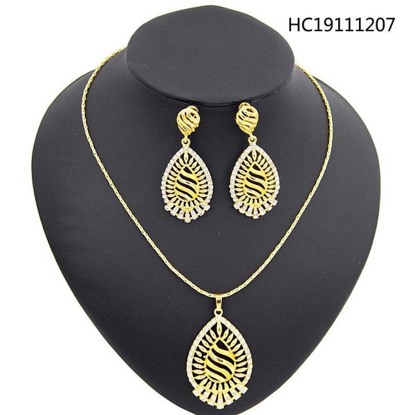 

earrings & necklace yulaili fashion crystal water drop pendant copper alloy jewelry sets for women event wedding accessories, Silver