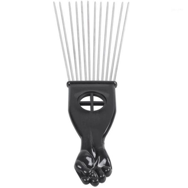 

professional salon use black metal african pick comb hair combs insert wide teeth fork curly brush1, Silver