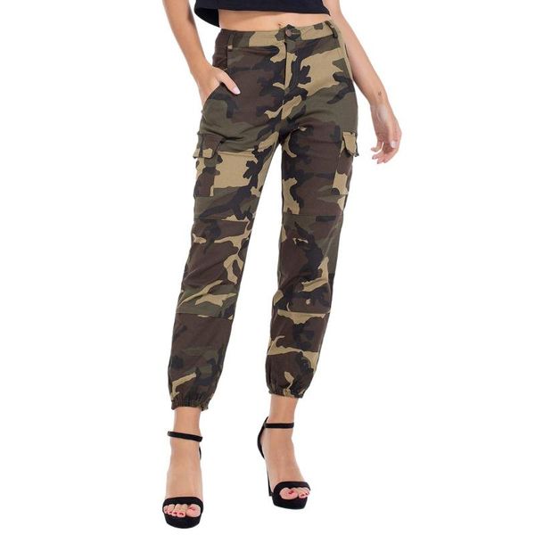 

women's pants & capris brand pockets trousers casual laides camo cargo military army combat camouflage fashion, Black;white