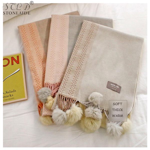 

design winter women scarf elegant fashion splice cashmere scarfs for ladies thick warm tassel long scarves, Blue;gray