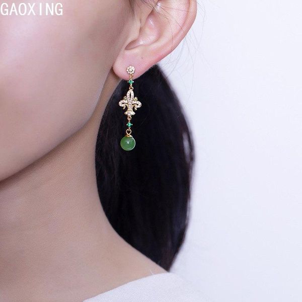 

dangle & chandelier s925 sterling silver gold-plated crown ladies earrings hetian jade noble temperament luxury party gift