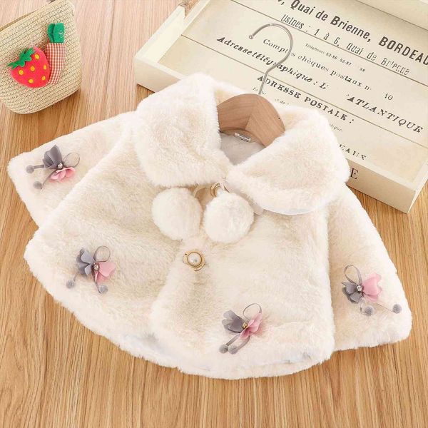

christmas princess children clothing warm and sweet cute short cloak multiple colors flower decoration for kids 1st, Blue;gray