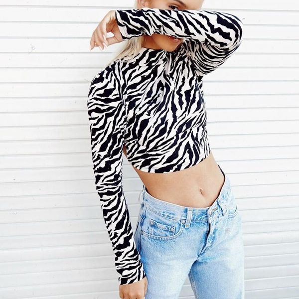 

women's blouses & shirts zxqj y2k girls backless 2021 summer fashion ladies zebra stripe vintage women streetwear short blouse female, White