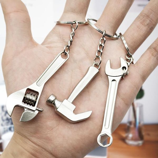 

keychains creative hammer/pliers/hammer pattern keychain alloy car key chain ring backpack hanging fashion gift pendant, Silver