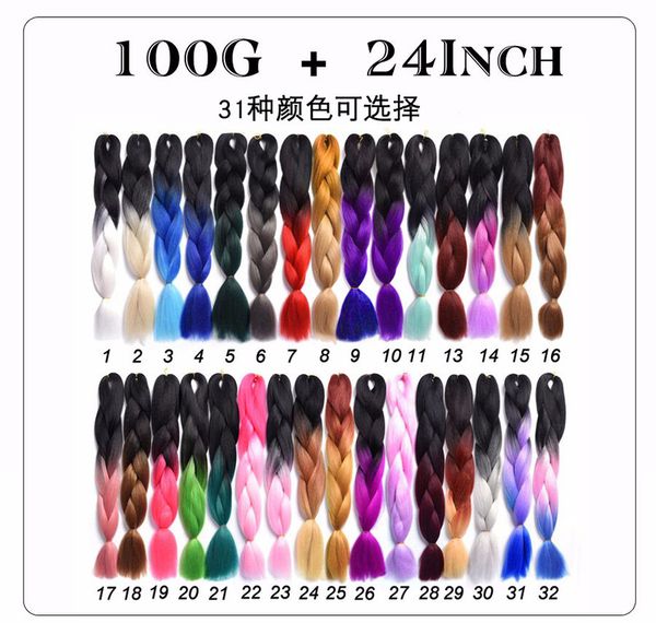 

fashion color gradient wig jumbo hair high temperature silk braid, Black