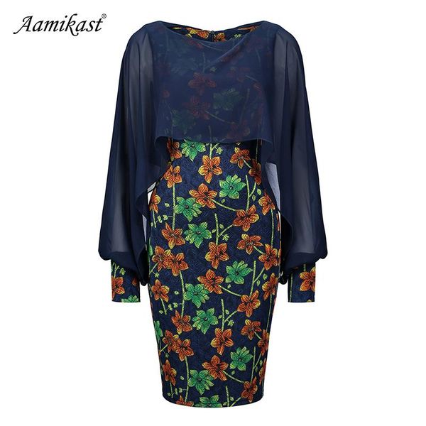 

casual dresses aamikast womens flower floral printed 2021 women plus size layered dress off shoulder femme autumn large big si, Black;gray