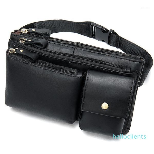 

2020 new genuine leather waist packs men waist bag natural leather fanny packs large belt bag money belt bum pouch hip1