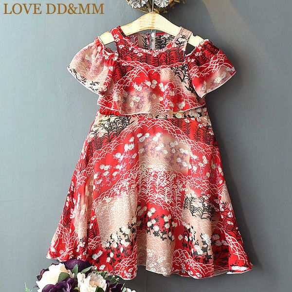 

love dd&mm girls dresses summer children's wear girls fashion strapless print ruffled doll princess dress 210715, Red;yellow