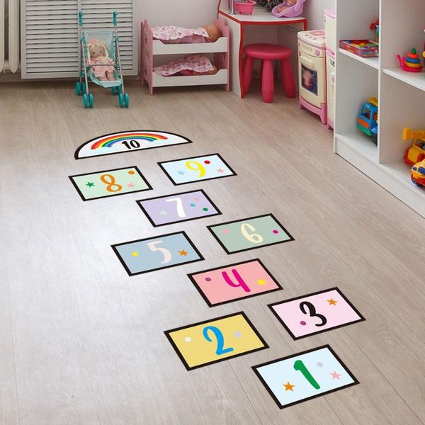 

wall stickers digital jumping grid children's game preschool education creative room ground decoration