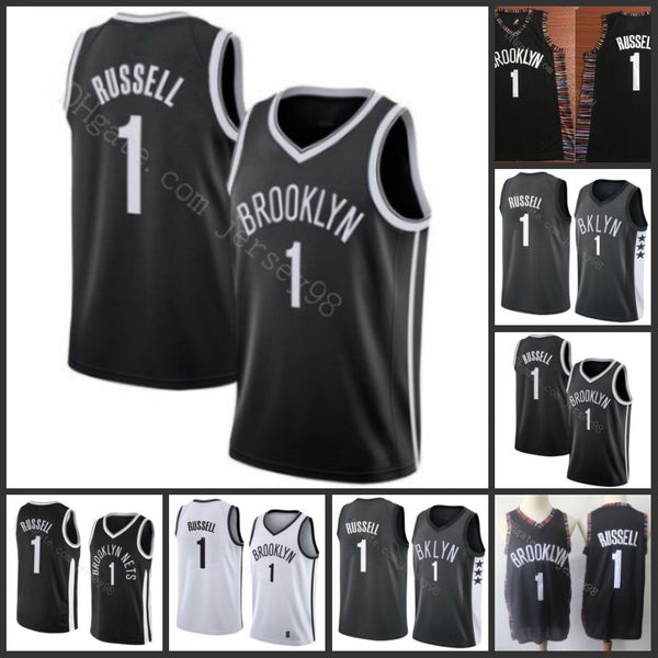 

brooklyn nets men #1 angelo russell men retro jersey, Black
