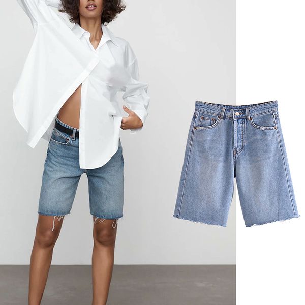 

women's pants & capris woman summer ies knee length jeans women high waist straight solid color casual shorts streetwear w, Black;white