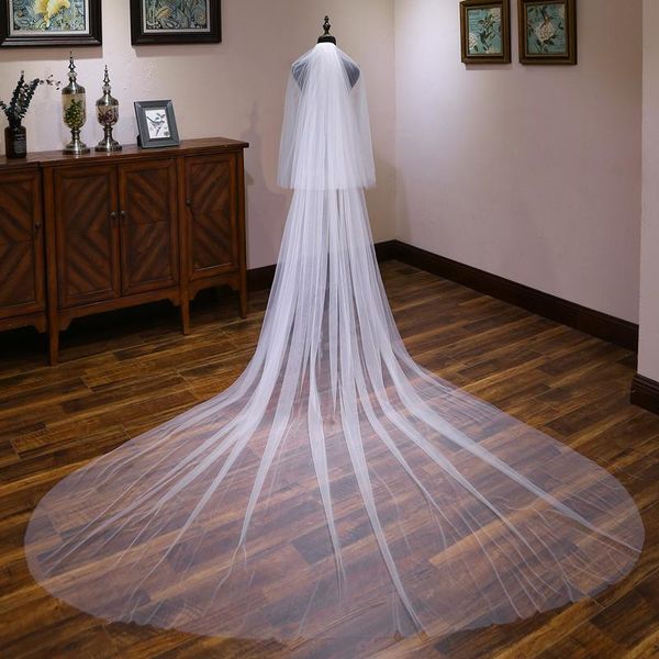 

bridal veils tier 2 edge chapel wedding veil face covered white ivory tulle, Black