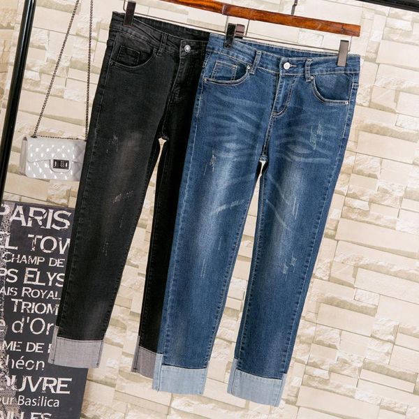 

women's jeans plus size women denim pencil pants casual boyfriend female streetwear high waist mom trousers 5xl q2276, Blue