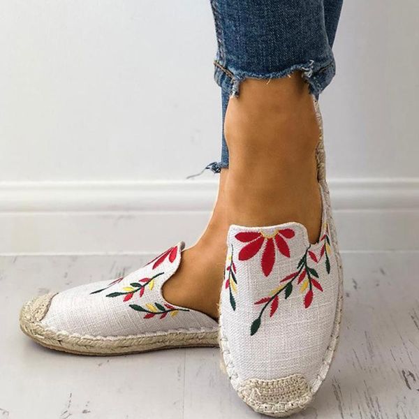 

slippers women fashion embroider flat slipper ladies casual flower round toe mules shoes plus size 35-43 white blue, Black