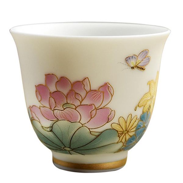 

cups & saucers host small tea bowl accessories white porcelain cup ceramic sheep fat jade single pure gift