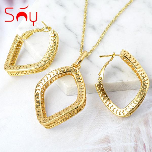 

earrings & necklace sunny jewelry sets gold planted copper pendent for women design wedding party gift classic trendy, Silver