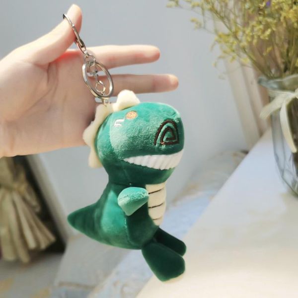 

keychains 1 pcs fashion lovely tyrannosaurus plush doll key ring toys woman bag charms trinket dinosaur toy keychain child party gift, Silver